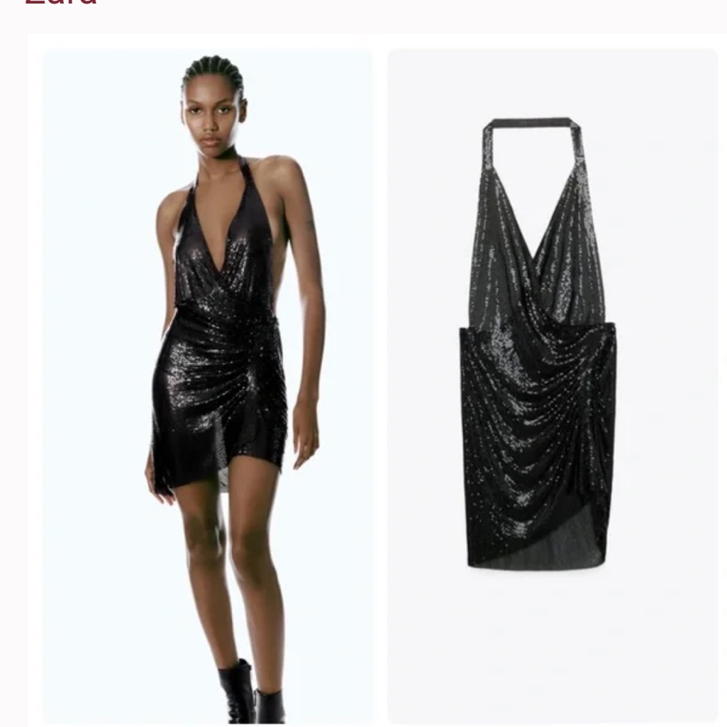 Zara New Shiny Halter Black Dress 2855/205/800
